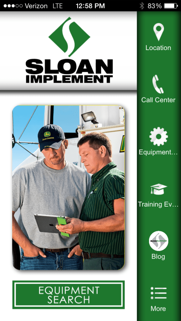 Call Center Button on Sloan App